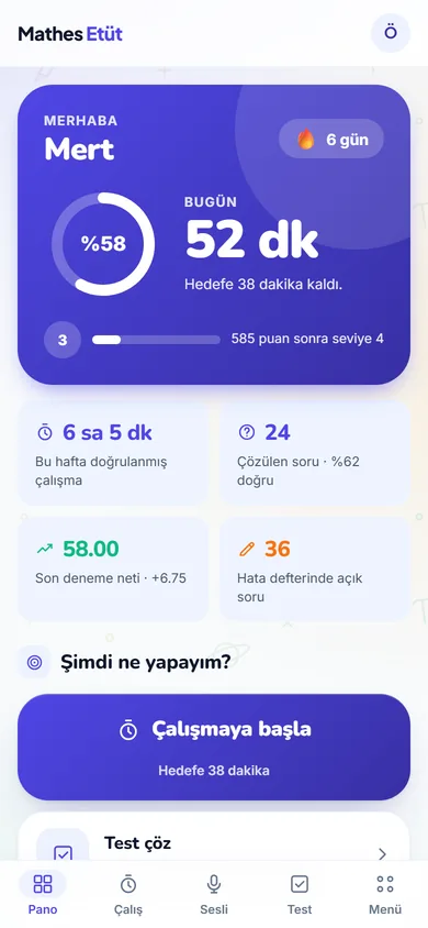 Öğrenci panosu ekranı